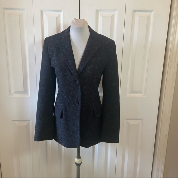 BCBG Black Blazer Jacket with White Speckling Career Office sz 4 - Picture 2 of 8